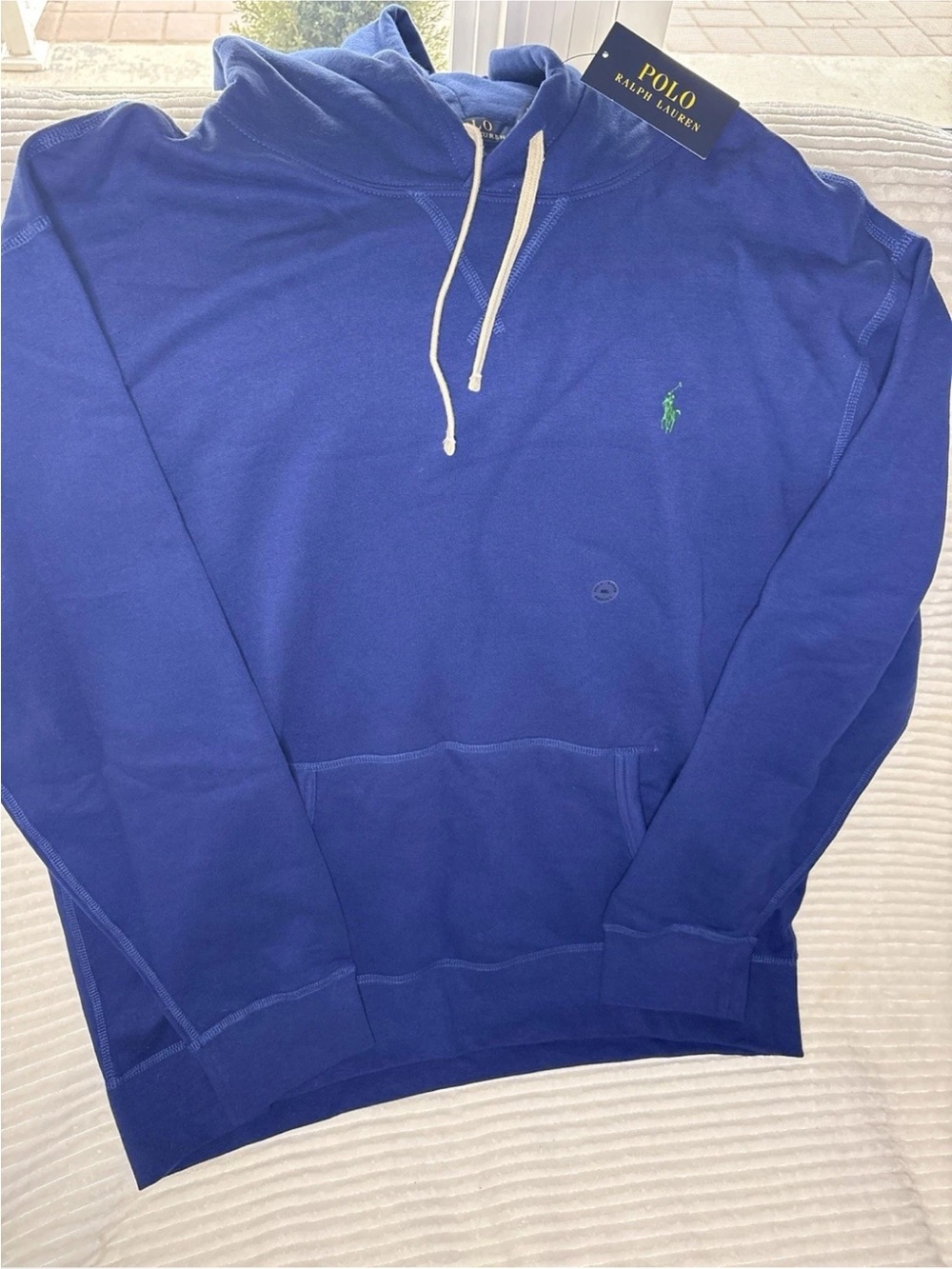 Polo Ralph Lauren Hoodie Mens XXL Royal Blue Fleece Pullover Green Pony NWT New